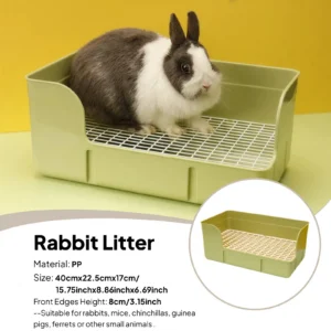 Rabbit Litter Box for Cage Pee Pan Tray Anti Splashing Bedpan Grid Litter Pan for Bunny Chinchillas Rats Ferrets Small Animals