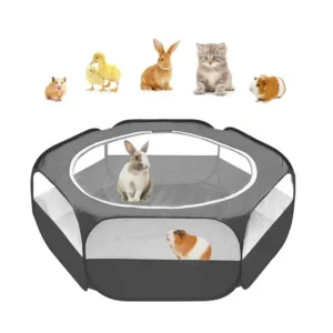 Small Animals Playpen Pet Cage Tent with Zippered Cover Portable Outdoor Yard Fence for Kitten Puppy Hamster Rabbits Guinea Pigs