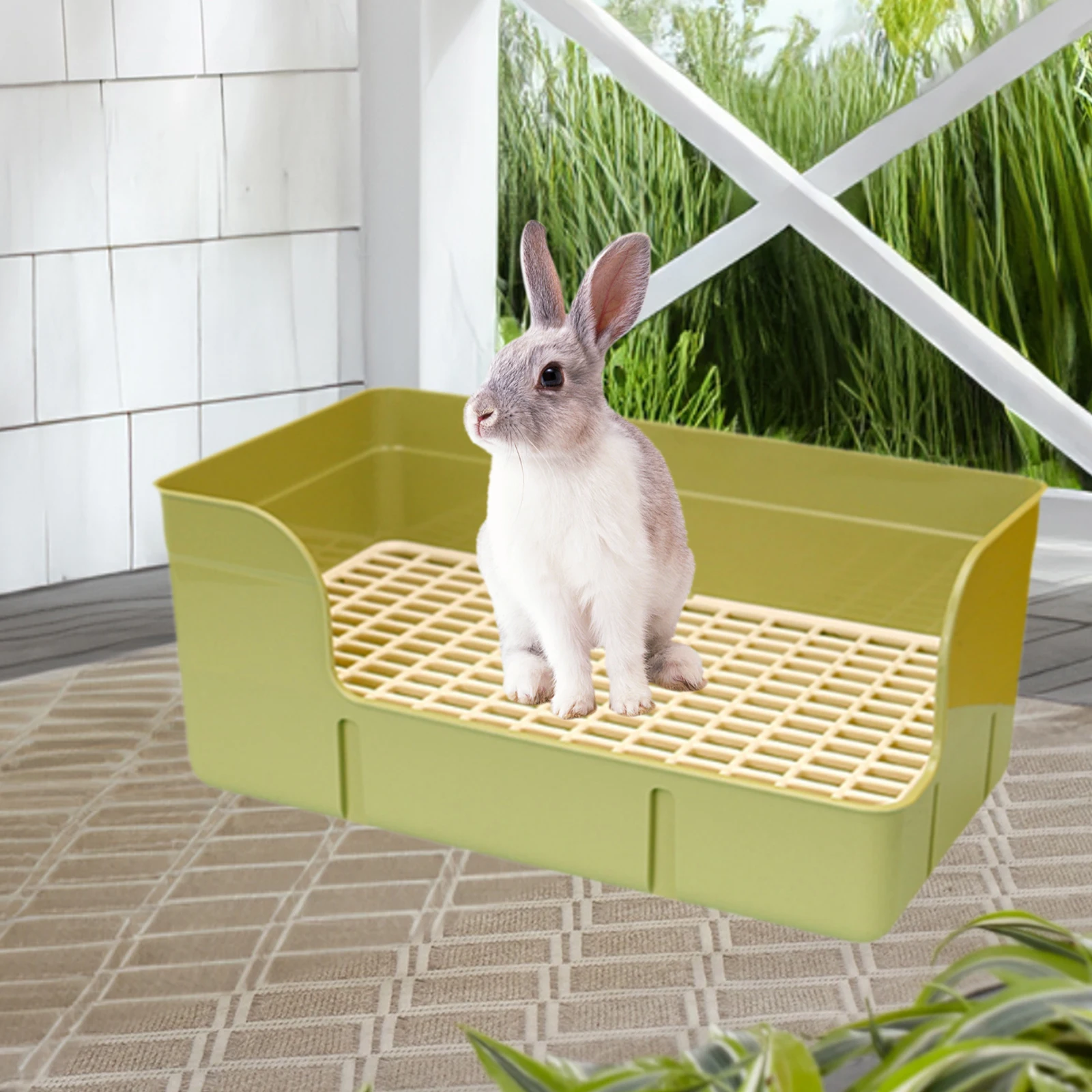 Rabbit Litter Box for Cage Pee Pan Tray Anti Splashing Bedpan Grid Litter Pan for Bunny Chinchillas Rats Ferrets Small Animals - Image 2