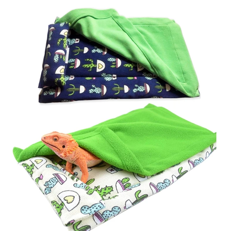 Bearded Dragon Bed with Pillow and Blanket Comfortable Warm Sleeping Bed with Plush Cover for Leopard - Image 5