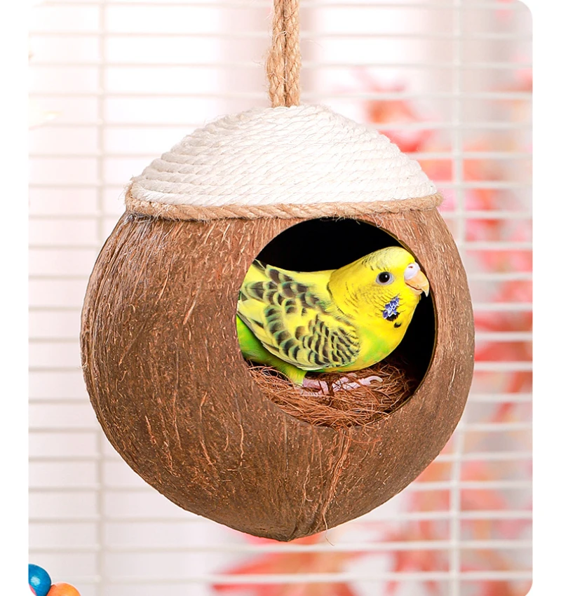 Hamster House Bite-resistant Natural Small Pet Coconut Cages Guinea-pig Hamster Hideout House Toy Wooden House Pet Supplies - Image 5