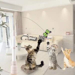 Suction Cup Electric Cat Teaser Toy Automatic Rotating Butterfly Wand Self-Entertaining Cat Stick Hands-Free Strong Adsorption