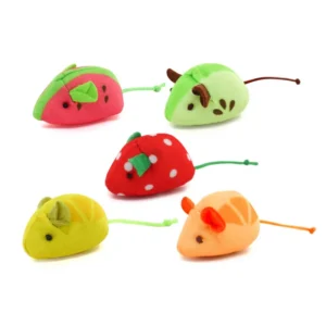 5PCS Interactive Cat Toy Mouse Fruit-Shaped Mice Cat Toy Set Cats Kitten Chew Exercise Toy