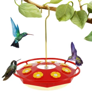Hummingbird Feeder Hanging Bird Feeder Pendant with 8 Feeding Ports Ant and Bee Proof Hummingbird Feeder Decorative Floral Shape