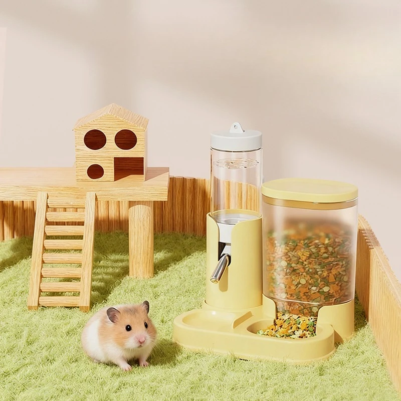 2 in 1 Hamster Feeder Water Bottle Automatic Drinking Fountain with Ball Nozzle Food Container Dispenser for Small Animals - Image 5