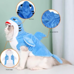 1pc Pet Products Shark Pet Clothes Winter and Autumn Warmth Halloween Universal Dog Clothes Cat Clothes Cat Supplies Blue