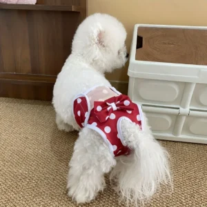 Reusable Adjustable Dog Diaper Pants - High-Quality Breathable Mesh Menstrual Pants, Suitable for Indoor and Outdoor Use, Stylish Lemon Leaf Pattern Design, Comfortable Pet Clothing, Two Colors