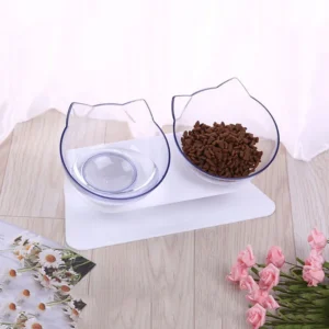 Hot selling pet bowl cat neck protector transparent tilted cat face bowl splash-proof and non-slip pet supplies