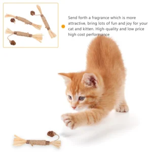 2Pcs Silvervine Sticks for Cats Natural Catnip Chew Dental Cleaning Molar Cat Teeth Massaging Stress Relief Chew Stick