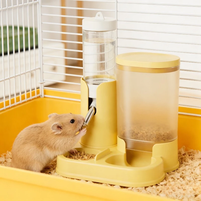 2 in 1 Hamster Feeder Water Bottle Automatic Drinking Fountain with Ball Nozzle Food Container Dispenser for Small Animals - Image 2