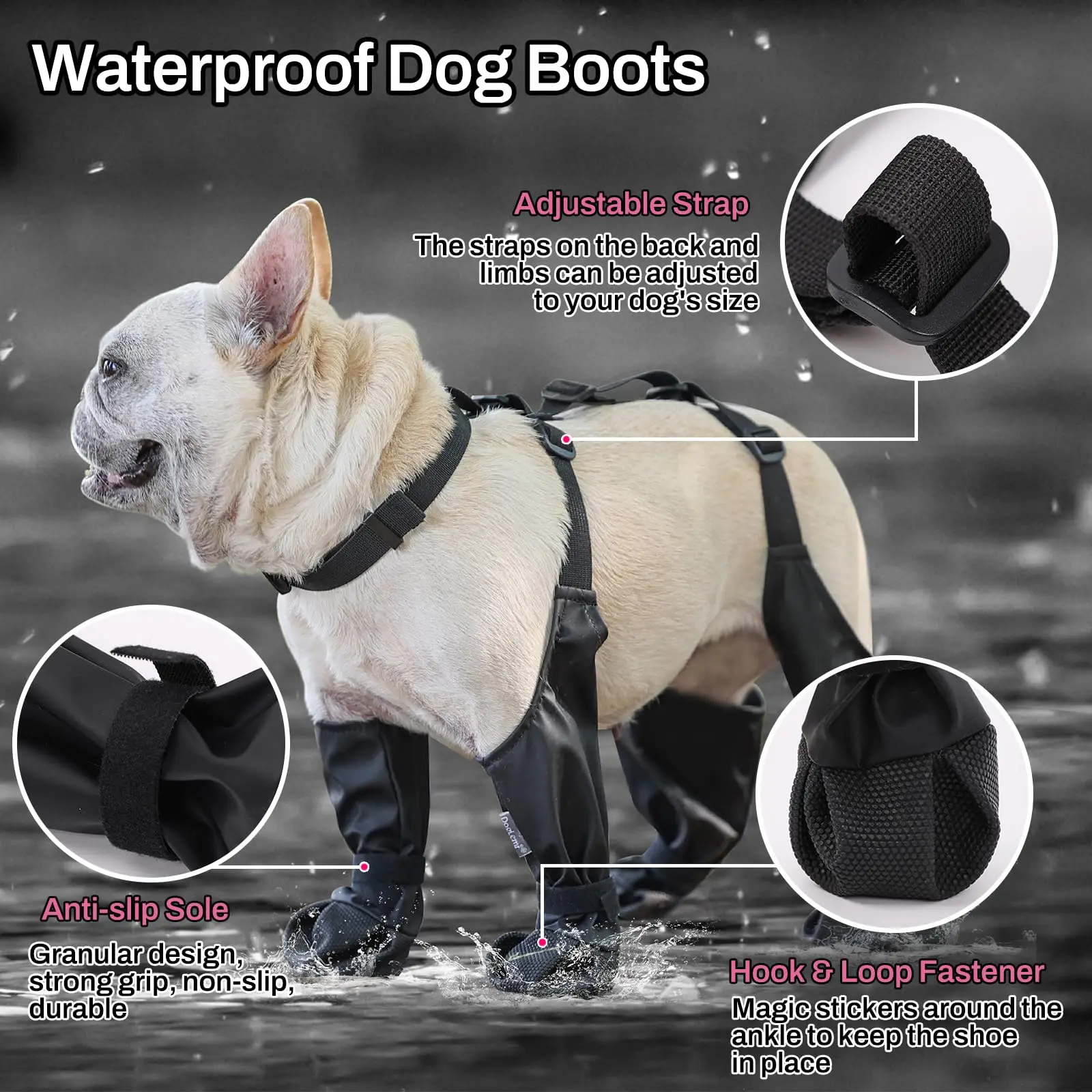 Full-Coverage Dog Anti-Slip Rain Boots Waterproof & Wear-Resistant Paw Protectors for Medium & Large Dogs in Rainy Days - Image 3