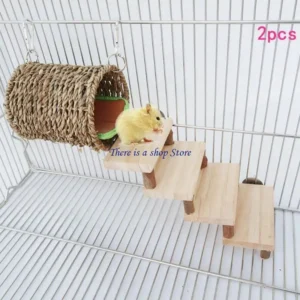 D0AD Hamster Hanging Sleeping Nest Ladder Chewing Toy for Rat Squirrel Chinchilla 2x