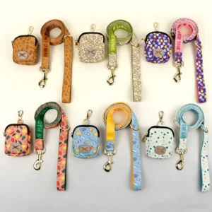 New Summer Cute Pet Leash With Poop Bag Holder Double-Sided Print Festive Design for Dogs & Cats Trendy Pet Accessories