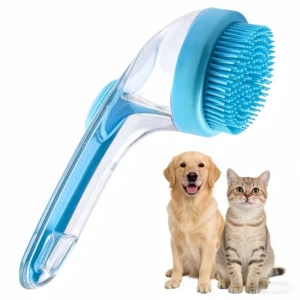 1pc Pet Bath Brush Soft Silicone Long Handle With Shampoo Dispenser Gentle Massage for Grooming and Cleaning Fur And Hair