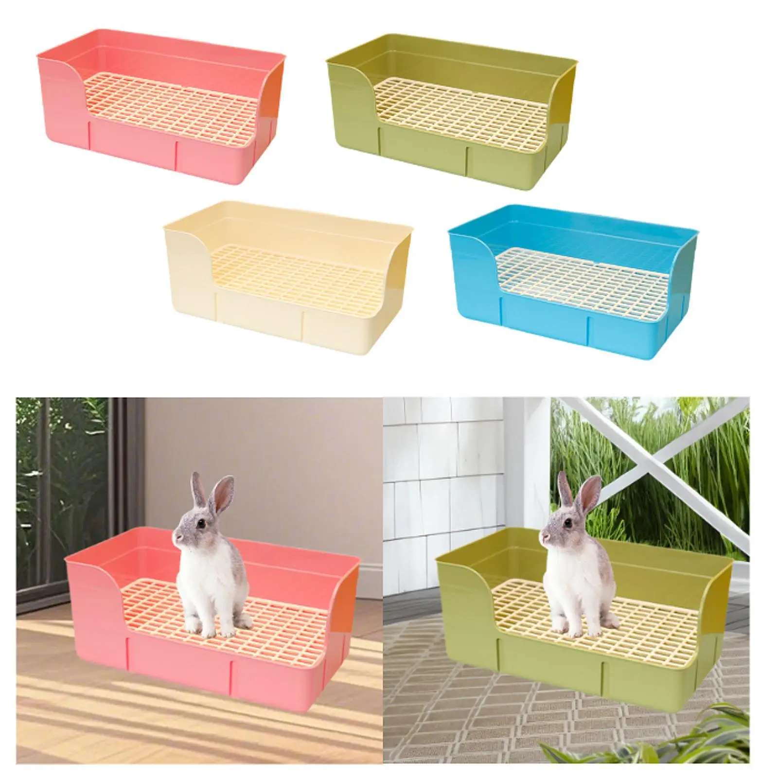 Rabbit Litter Box for Cage Pee Pan Tray Anti Splashing Bedpan Grid Litter Pan for Bunny Chinchillas Rats Ferrets Small Animals - Image 4