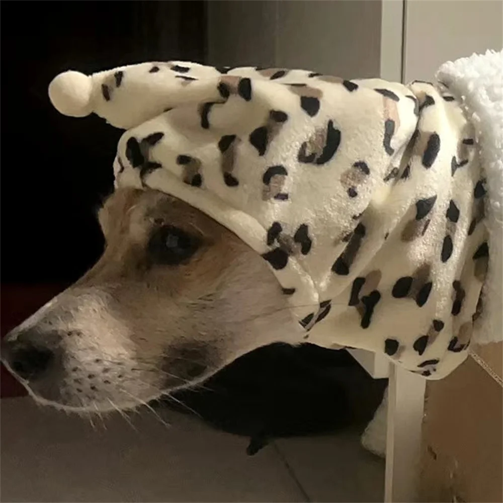 Fleece High Neck Dog Hat Winter Pet Accessories for Dogs Cats Windproof Warm Leopard Puppy Headgear gorro para perro - Image 6