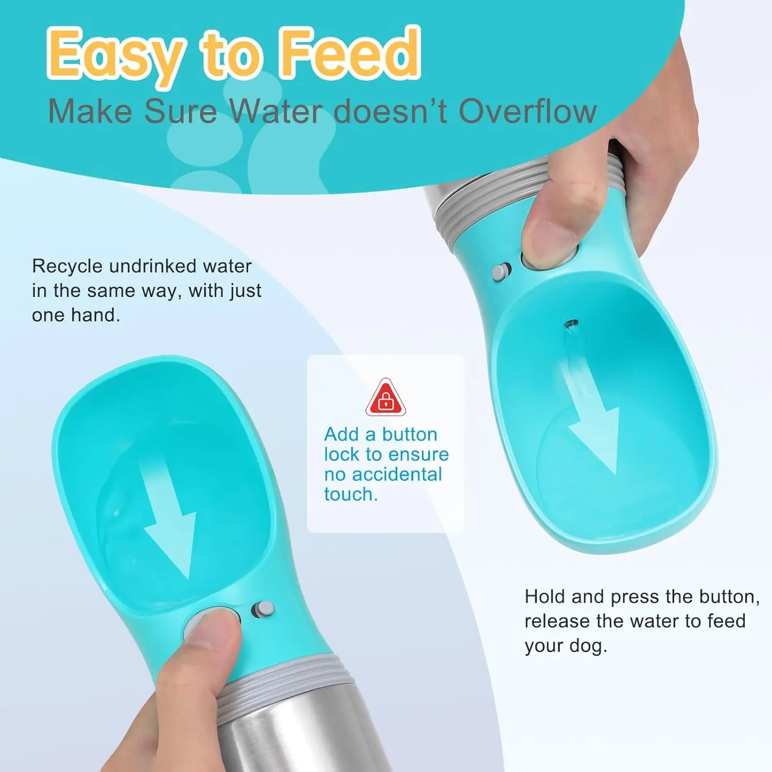 Stainless Steel Leak-Proof Dog Water Bottle, 14 OZ Portable Pet Travel Dispenser for Hiking and Outdoor - Image 4