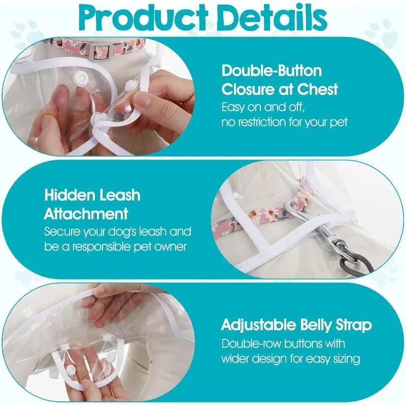 Waterproof Dog Rain Coat Cloak Belly Protection Outdoor Pet Jacket Windproof Lightweight Rainwear Small Puppy Teddy Shiba Walk - Image 5