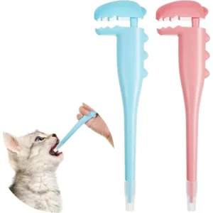 2-in-1 Pet Pill Dispenser with Soft Silicone Tips - Anti-Choke Medicine Feeder for Cats/Hamsters/Small Animals Blue and Pink