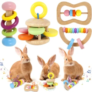 4Pcs/Set New Pet Gnawing Toy Wooden Pet Molars Interactive Toy Rabbit and Hamster Toys Suitable for Various Small Rodent Pets