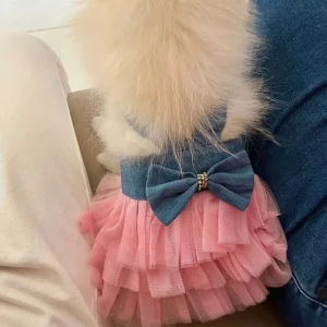 1pc Pet Lace Dress Dog Dress Lace Skirt Harness Summer Pet Clothing Chihuahua Stripe Skirt Puppy Cat Princess Apparel Cute Puppy