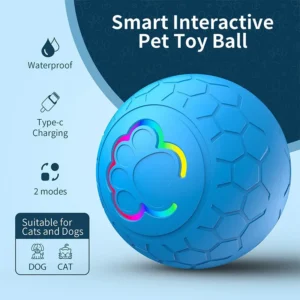 Smart Rechargeable LED Pet Ball – Automatic Bouncing & Rolling Interactive Toy With RGB Lights Cats Accessories Pets Toys Games