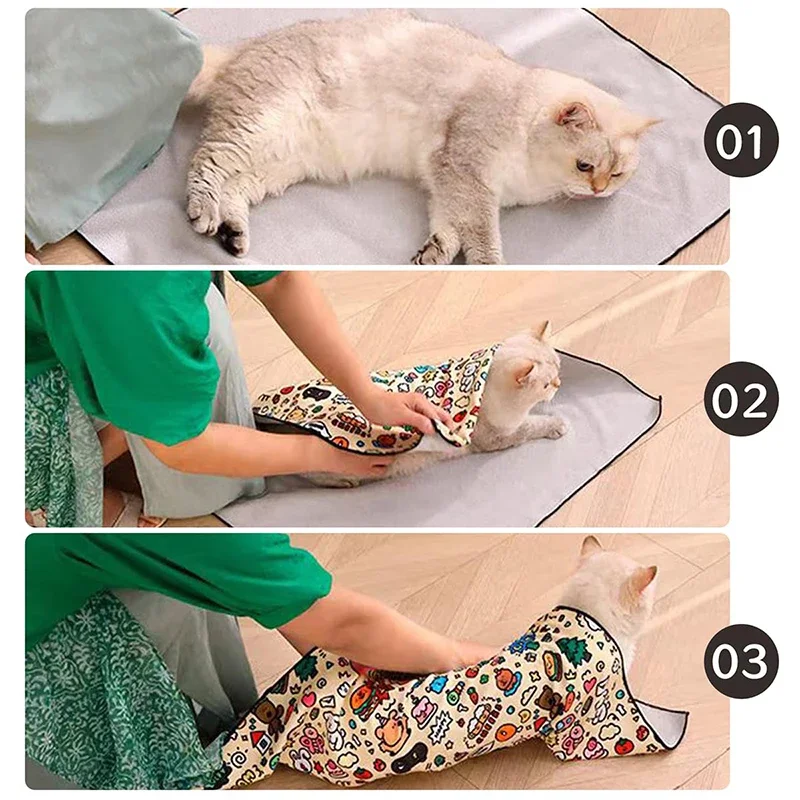 Cat Grooming Wrap Cat Restraint For Nail Clipping Self-adherent Pet Wrap Cat Anti Bite Scratch Anti Escape Restraint Bag - Image 4