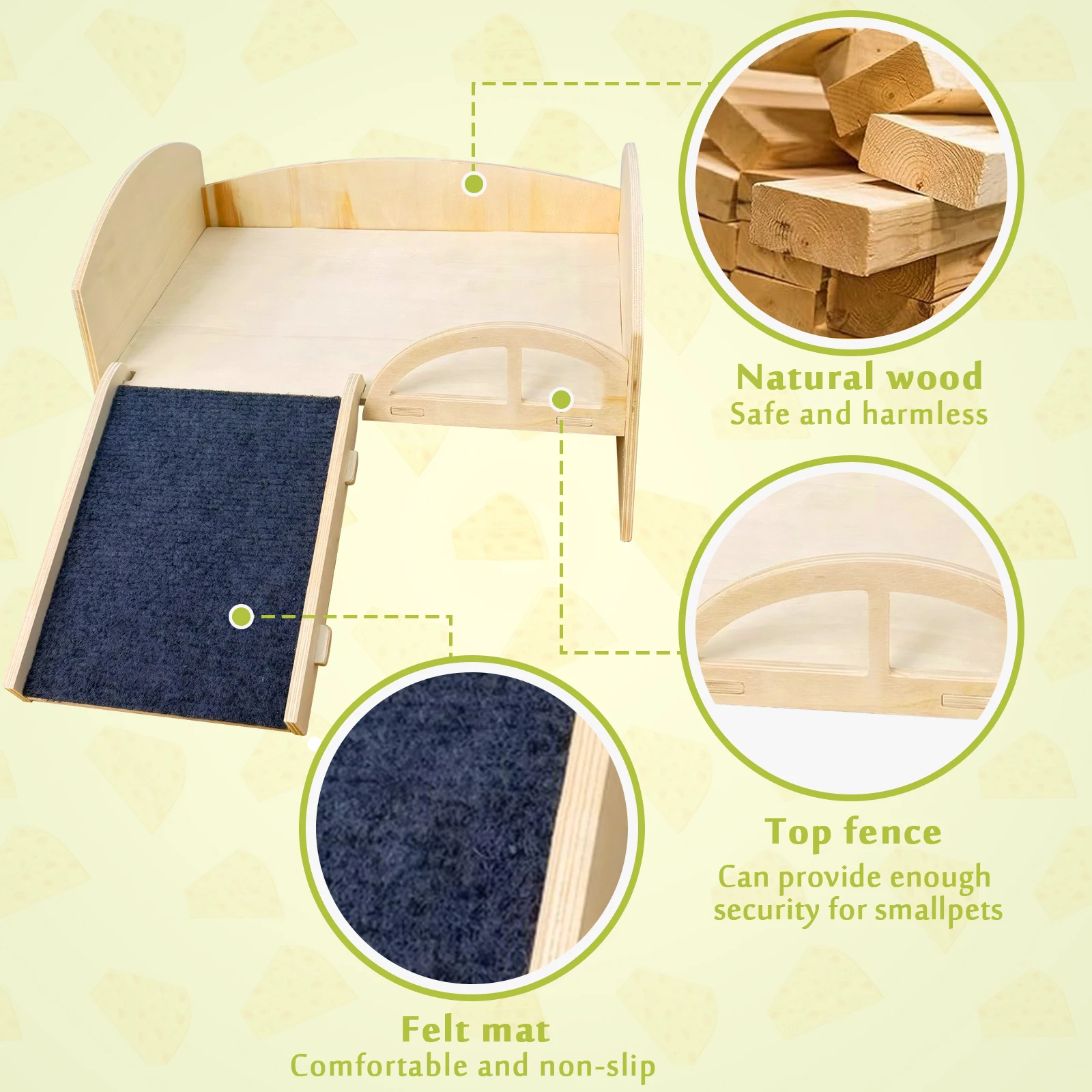 Wooden Small Animal Bed Anti-Slip Guinea Hideout Platform Washable Multi-Level Guinea Pig Castle for Hamsters Bunny Chinchillas - Image 6