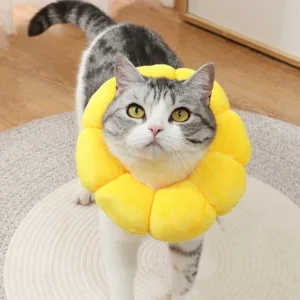 Sunflower Pet Collar Adjustable Anti-Bite Surgery Anti-Lick Wound Healing Cat Protection Collars Soft Plush Elizabethan Collar