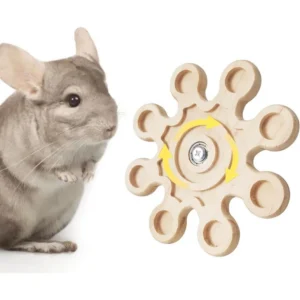 Chinchilla Wooden Rotating Chew Toy Teeth Health Interactive Spinner Hanging Cage Accessory 6.3In Squirrel Hamster Molar Toy Fun