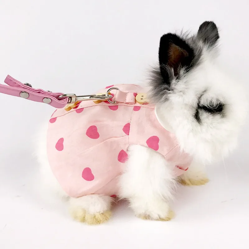 Rabbit Clothes Traction Rope Hat Set Pet Rabbit Costumes Guinea Pig Lop-eared Rabbit Jewelry Hat Traction Rope - Image 3