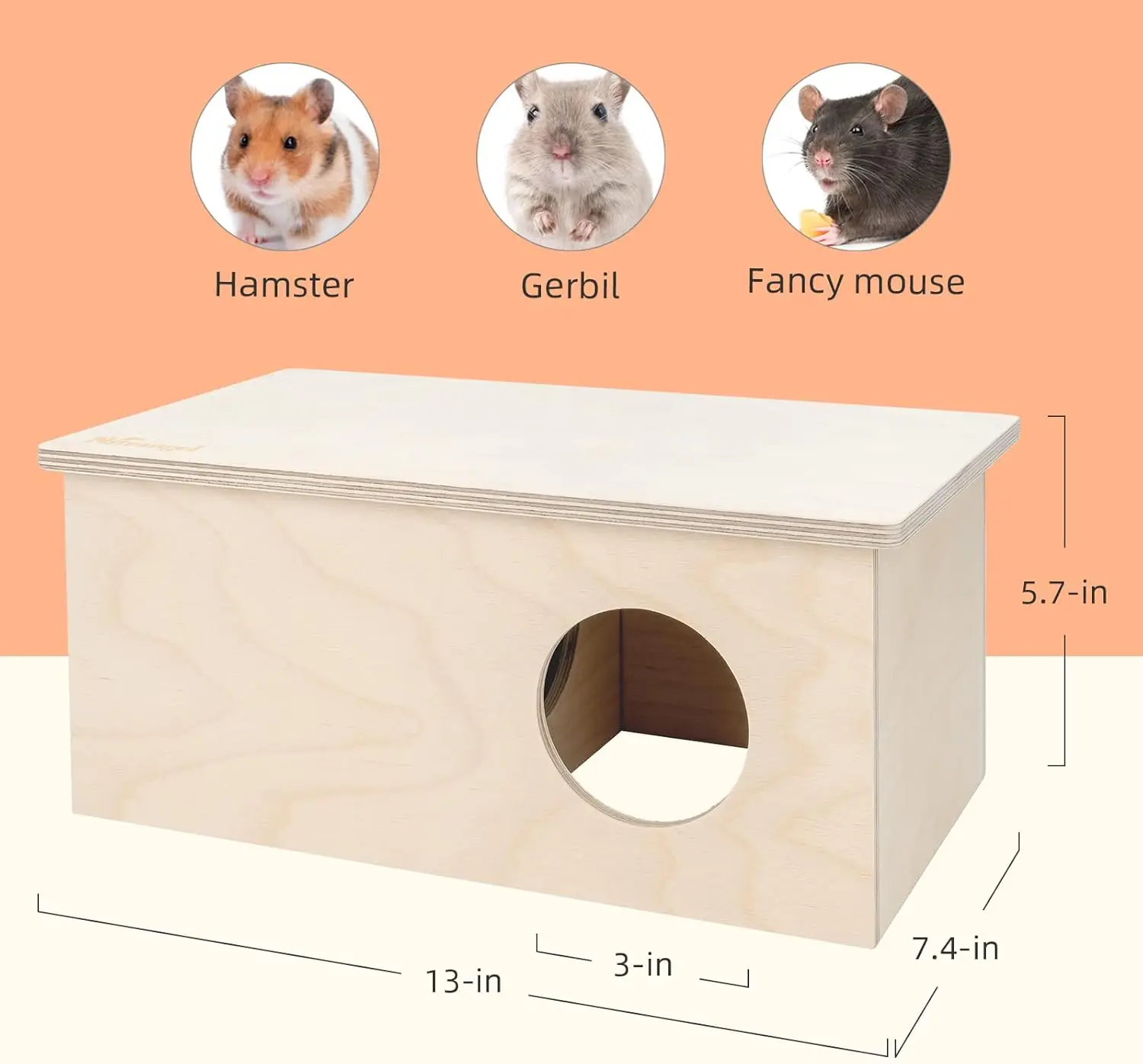 Birch Chamber-Maze Hamster Hideout - Small Pets Woodland House Habitats Decor for Hamster Mice Gerbils Mouse - Image 2