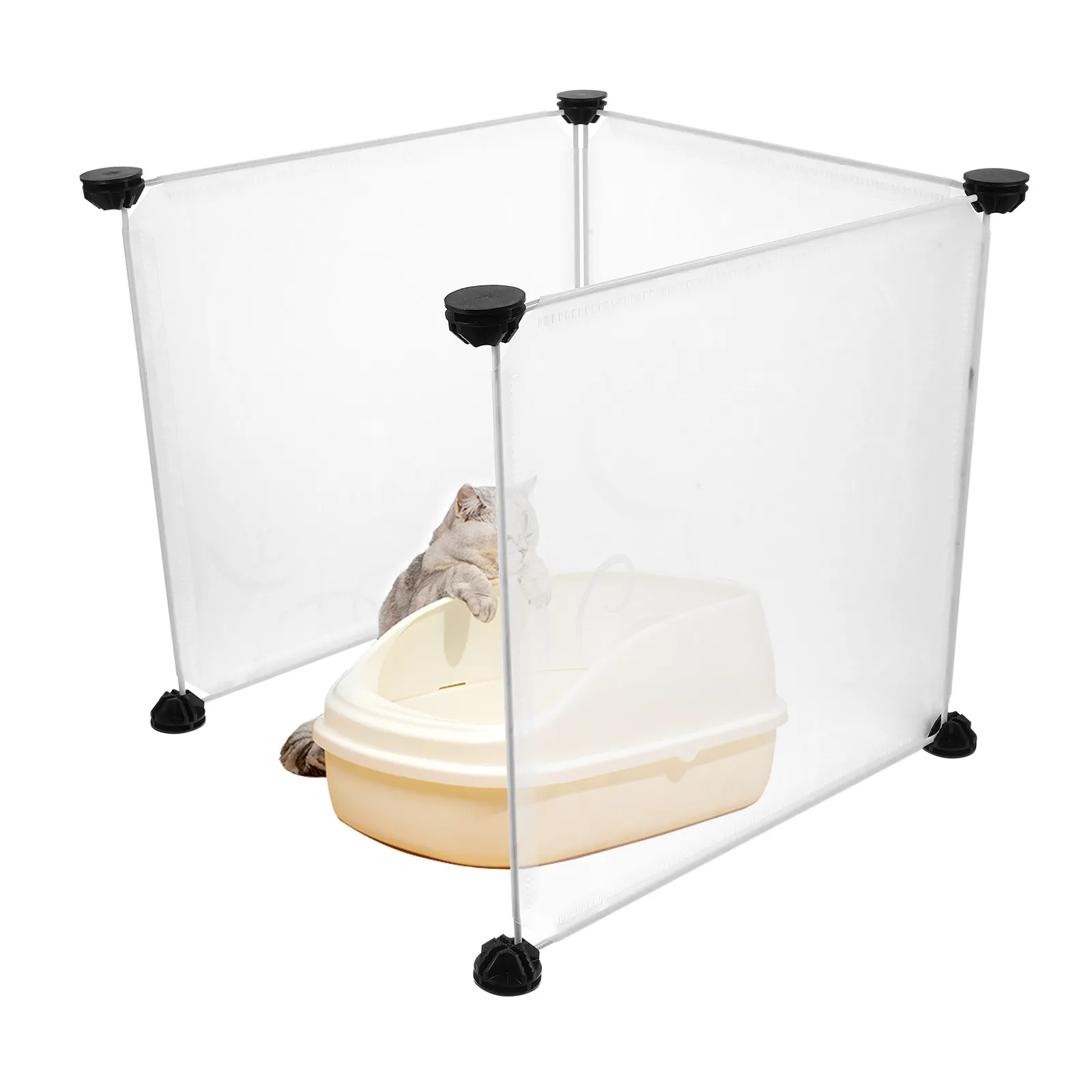 3Pcs Cat Litter Box Privacy Screens Clear High Sided Splash Guards Splash Protection Litter Control Enclosure Cat Box Enclosure - Image 6