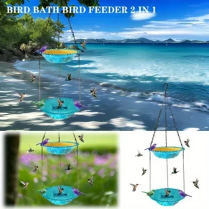 Premium Double-Layer Hanging Wild Bird Feeder with Bird Bath for Garden and Patio - Hummingbird Feeder, Bird Feeder Outdoor