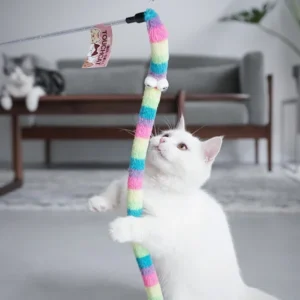 Cat Toy Feather Cat Teaser Wand Cat Interactive Toy Funny Caterpillar Colorful Rod Teaser Wand Pet Cat Supplies Cat Accessory