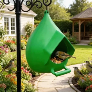 Green Style Bird Feeder Family Outdoor Indoor Balcony Hanging Bird Feed Tool Large Capacity Lovely Shaped Bird Food Feeder