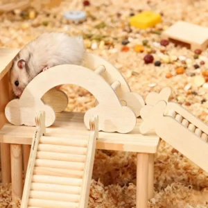 Decorative Wooden Hamster Ladder Wood Wave Shape Hamster Suspension Bridge Animals Cage Ladder Hamster Staircase for Cage