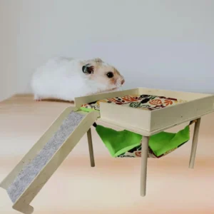Hamster Hideout with Stairs Wood Guinea Pigs Hideout for Squirrel Small Pets