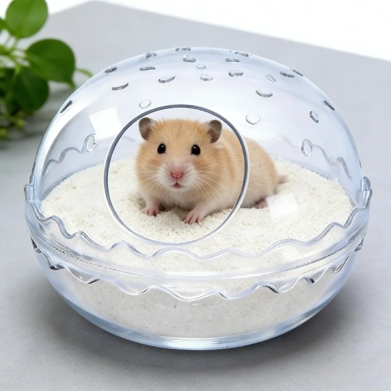 Panoramic Transparent Hamster Bath Room & Toilet 2-in-1 with Lid Anti-Splash Deodorant Sand Bath Container for Hamster