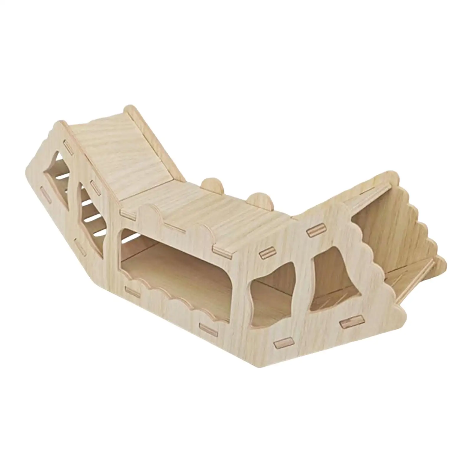 Wooden Hamster Burrow Climbing Hideaway Multi Chamber Design for Cage Landscape Decor Versatile Hiding Space - Image 3