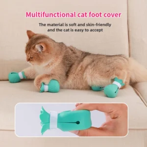 Bathing Cat Paw Covers Silicone Anti-Scratch Paws Protectors for Nail Trimming Bath Time Non-Slip Adjustable Pet Safe Reusable