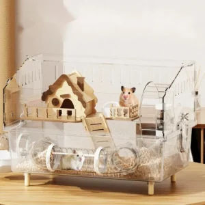 Easy Clean Transparent Hamster Cage Large Luxury Villa Habitat With Full Set Pet Supplies Spacious House For Small Rodents