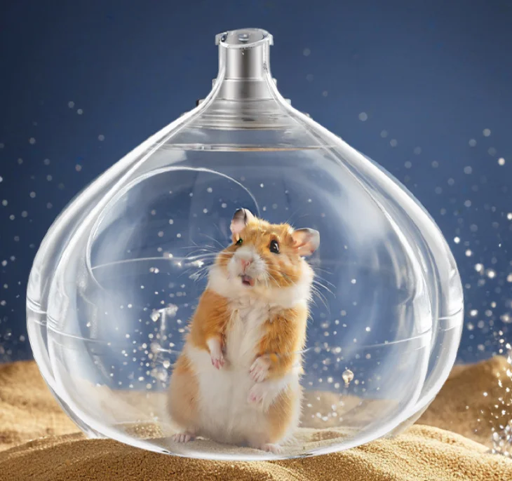 Panoramic Transparent Hamster Bath Room & Toilet 2-in-1 with Lid Anti-Splash Deodorant Sand Bath Container for Hamster - Image 6