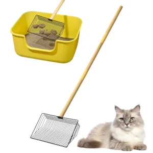 Metal Chicken Poop Scooper Detachable Chicken Poop Scooper Long Handle Sifting Shovel Non-Stick Heavy Duty Chicken Coop Rake For