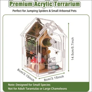 Acrylic Mini Pet Terrarium For Jumping Spider Hermit Crab Mantis Beetle Magnetic Habitat Home Desk For Kids Halloween Gift