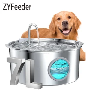 7L Large Capacity Stainless Steel Cat Water Fountain Dog Pet Automatic Drink Fountain Feeder Bowl Window Silent (No 5V 1A Plug)
