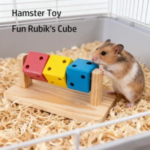 Hamster Funny Magic Cube Wooden Chew Toy Exercise Intelligence Training Colorful Wooden Block for Small Animals Hamster Sports