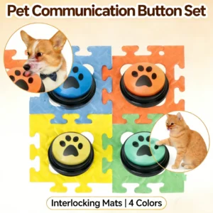 Pet Toys with Pads 4pcs Footprint Pattern Button Pet Voice Toys Can Record Communication Training Toys Cat and Dog Voice Toys