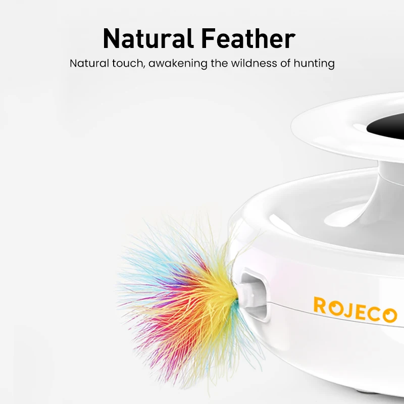 ROJECO 2 in 1 Smart Cat Toys Automatic Feather Fun Ball Toy Set For Cat Dog 5 Modes Electronic Interactive Pet Toy Accessories - Image 6