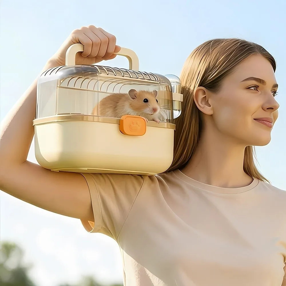 Handheld Hamster Cage Ventilated Breathable Pet Travel Case Escape Proof Portable Hamster Habitat Outdoor Activity - Image 5
